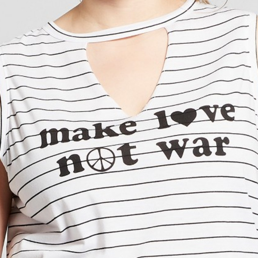 NWT Make Love not War Striped Tank Top